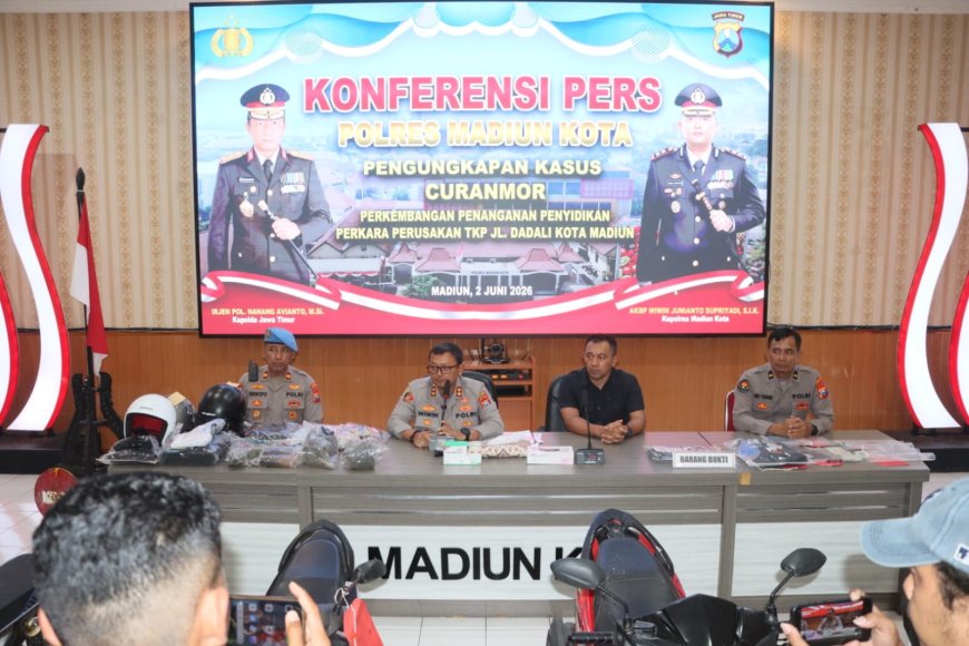 Polres Madiun Kota Ungkap 3 Kasus Curanmor, 4 Residivis Diamankan